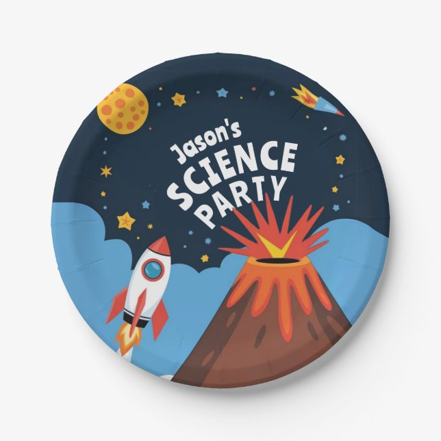 Blast off Rocket Science party kids Paper Plate (Front)