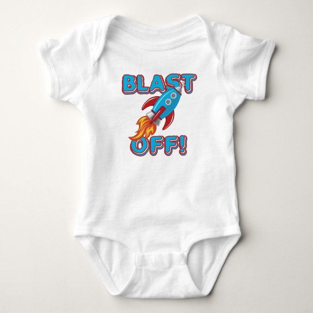 Blast Off Rocket Ship Baby Bodysuit (Front)