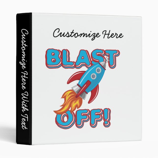 Blast Off Rocket Ship Binder (Front/Spine)