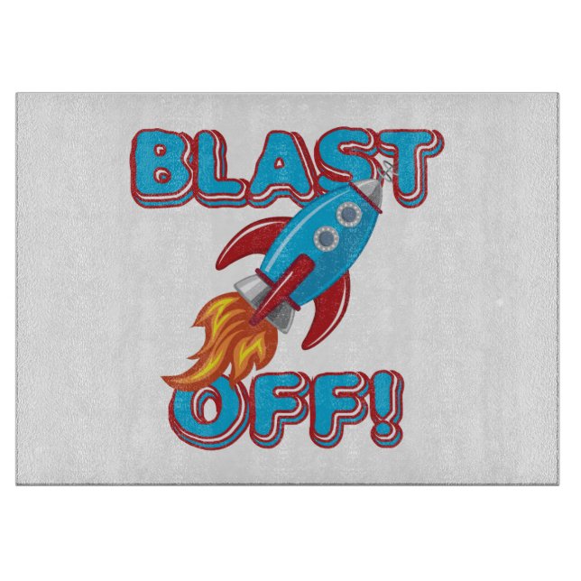 Blast Off Rocket Ship Cutting Board (Front)
