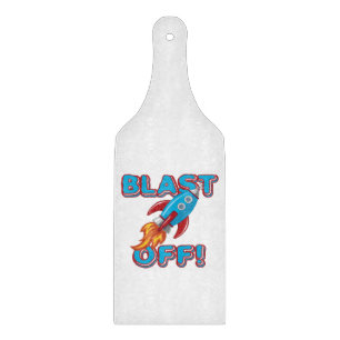 Blast Off Rocket Ship Cutting Board