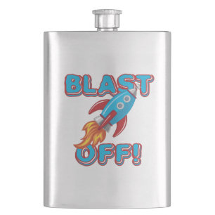 Blast Off Rocket Ship Hip Flask