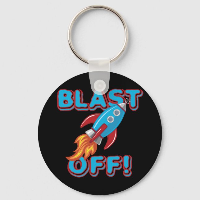 Blast Off Rocket Ship Keychain (Front)