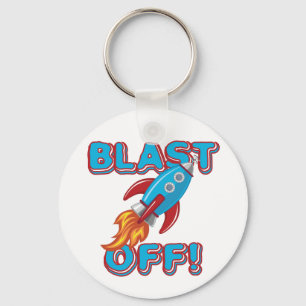Blast Off Rocket Ship Keychain