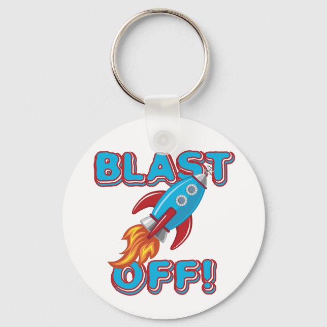 Blast Off Rocket Ship Keychain (Front)