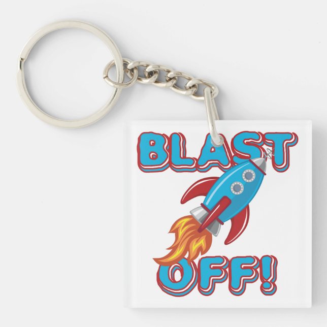 Blast Off Rocket Ship Keychain (Front)
