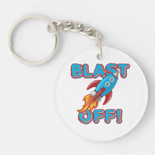 Blast Off Rocket Ship Keychain