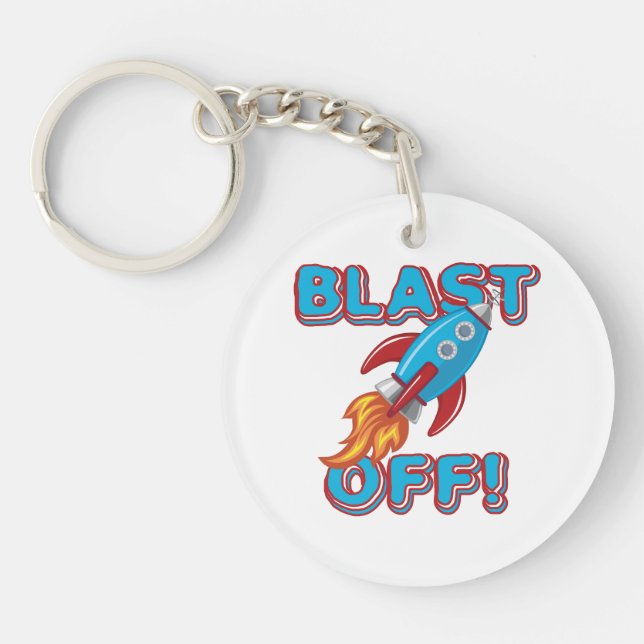 Blast Off Rocket Ship Keychain (Front)