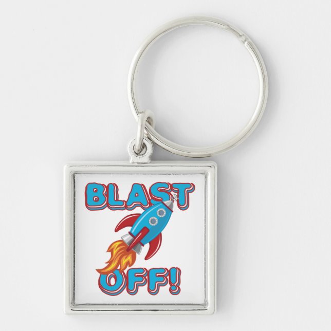 Blast Off Rocket Ship Keychain (Front)