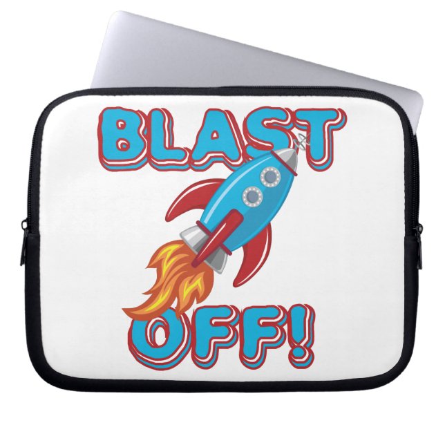 Blast Off Rocket Ship Laptop Sleeve (Front)