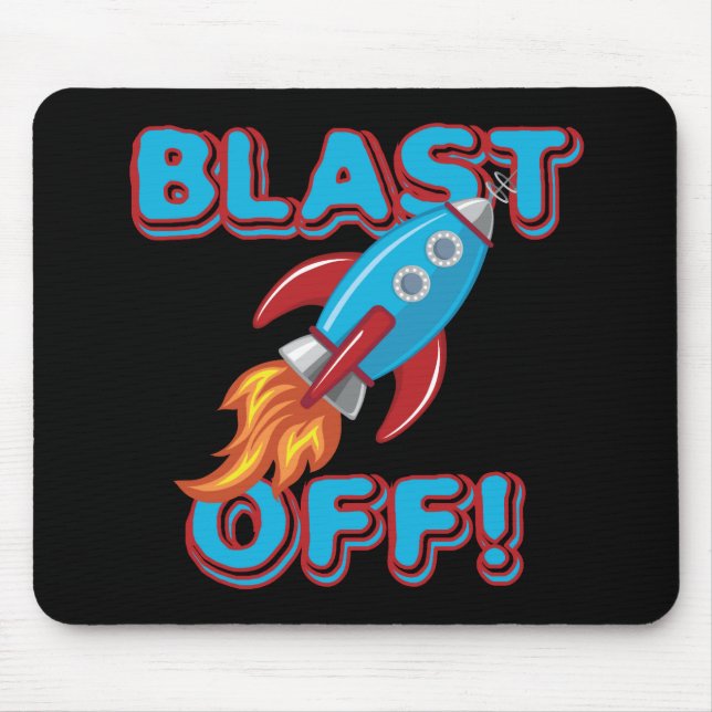 Blast Off Rocket Ship Mouse Pad (Front)