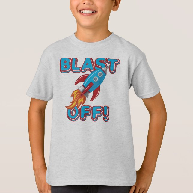 Blast Off Rocket Ship T-Shirt (Front)