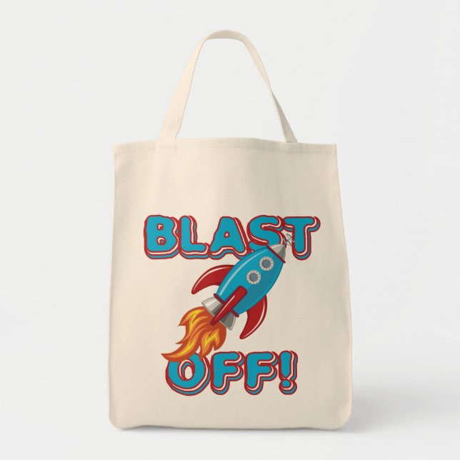 Blast Off Rocket Ship Tote Bag (Front)