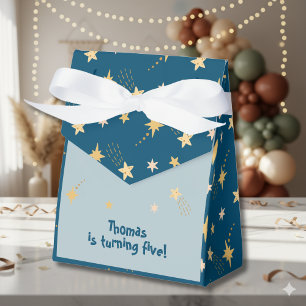 Blast off space adventure kids birthday favor box