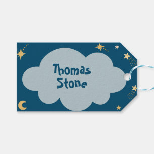 Blast off space adventure kids birthday gift tags