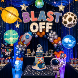Blast Off Space Birthday Invitation for Boys