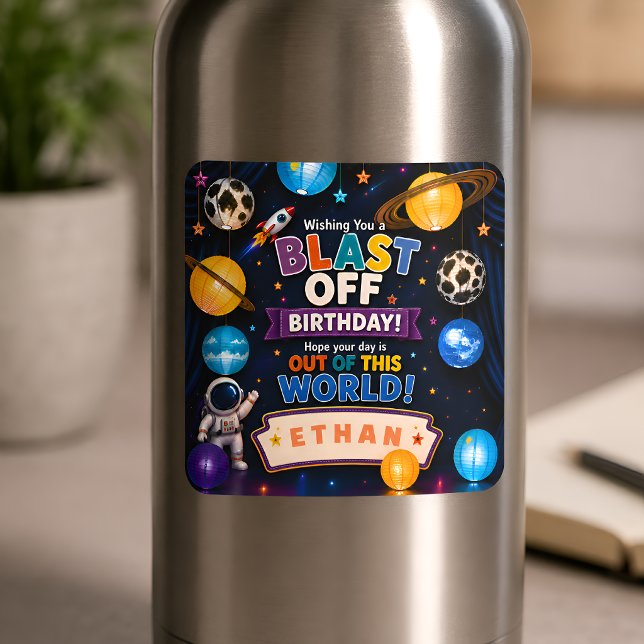 Blast Off Space Birthday Sticker for Boys Rocket  (Blast Off Space Birthday Sticker for Boys Rocket
)