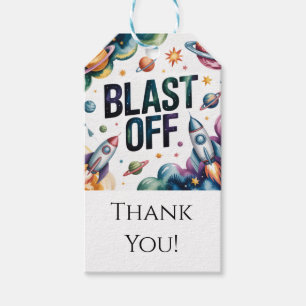 Blast Off Space Boy Astronaut Birthday Party Gift Tags
