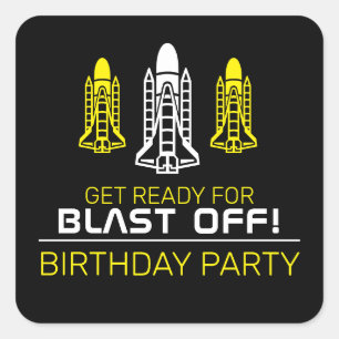 Blast Off! Space Shuttles, Birthday Square Sticker