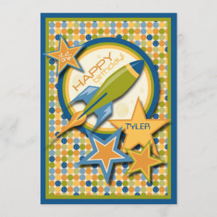 Blast Off! Spaceship Birthday Card