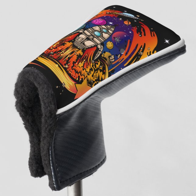Blast Off Spaceship Golf Head Cover (3/4 Front)
