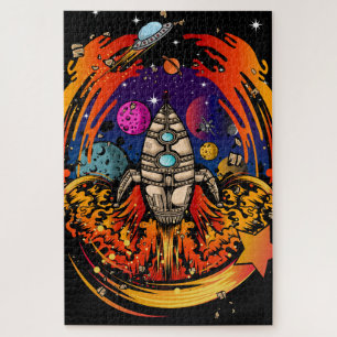 Blast Off Spaceship Jigsaw Puzzle