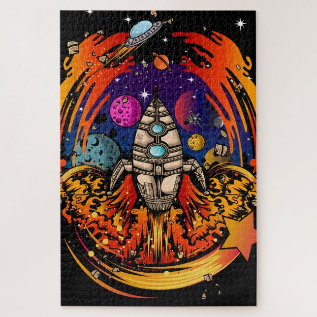 Blast Off Spaceship Jigsaw Puzzle (Vertical)