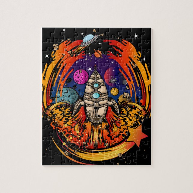 Blast Off Spaceship Jigsaw Puzzle (Vertical)