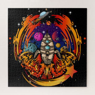Blast Off Spaceship Jigsaw Puzzle