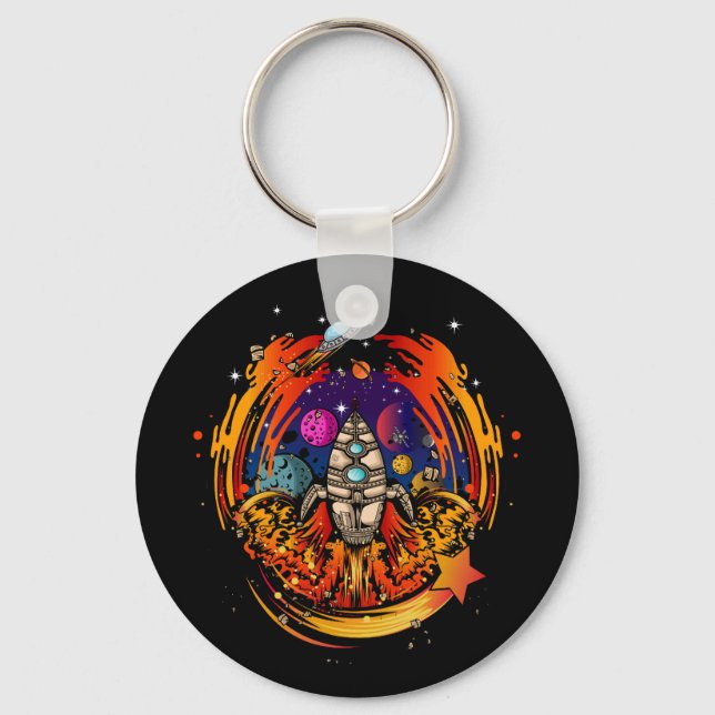 Blast Off Spaceship Keychain (Front)