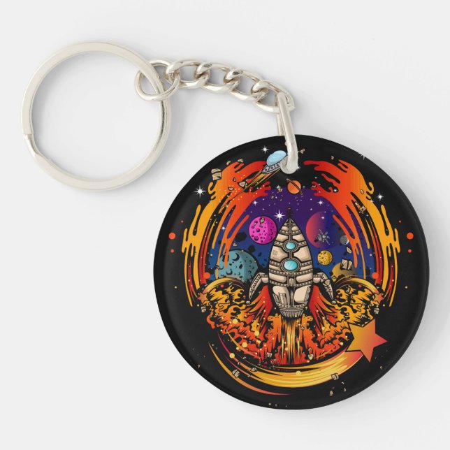 Blast Off Spaceship Keychain (Front)