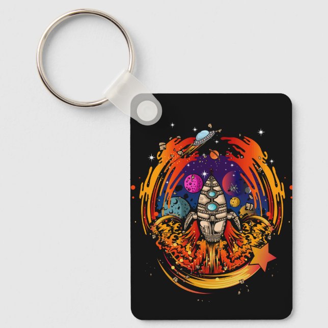 Blast Off Spaceship Keychain (Front)