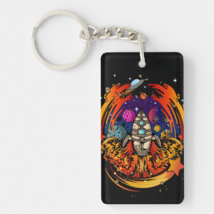 Blast Off Spaceship Keychain