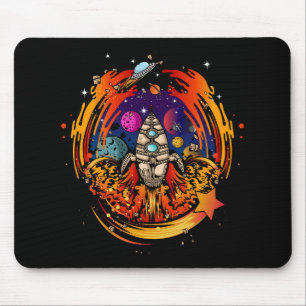 Blast Off Spaceship Mouse Pad