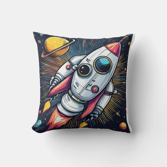 Blast Off! Throw Pillow (Front)