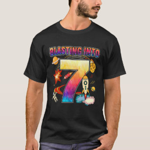 Blasting Into 7 Happy 7th Birthday Outerspace Astr T-Shirt