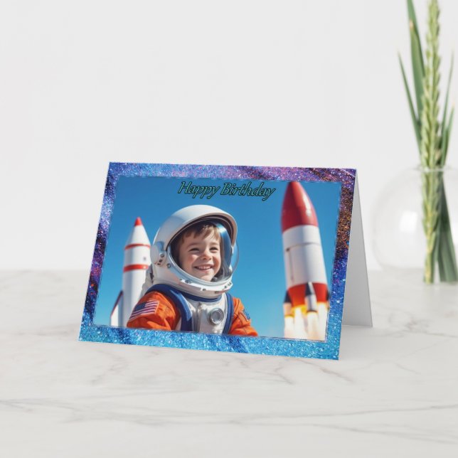 Blasting Off Boy's Birthday Card (Front)