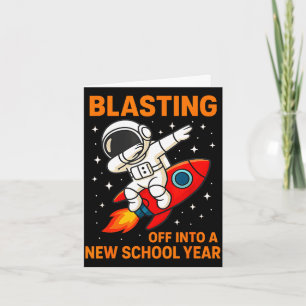 Blasting off into new school year astronaut dab card