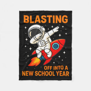 Blasting off into new school year astronaut dab fleece blanket