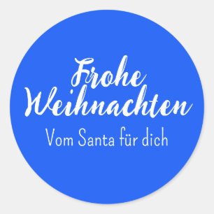 Blau Frohe Weihnachten Merry Christmas in German  Classic Round Sticker