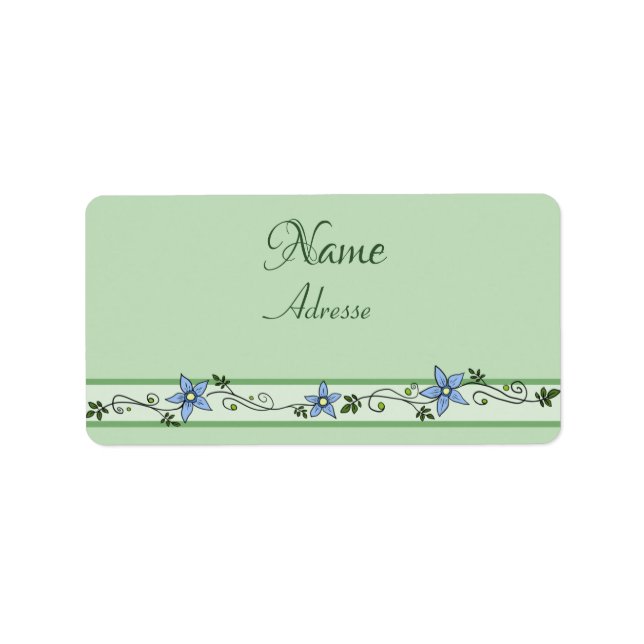 Blaue Ranke  adressaufkleber Label (Front)