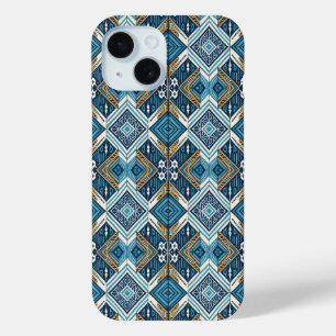 Blaue symetrisches Boho Muster 18583 b xl iPhone 15 Case