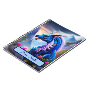 Blauer Drache, fantasievolle Digital Art Notebook