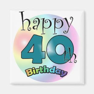 Blauwe Happy 40th Birthday Magnet