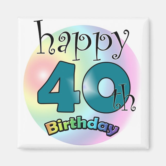 Blauwe Happy 40th Birthday Magnet (Front)