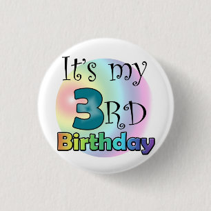 Blauwe It's my 3rd Birthday 1 Inch Round Button