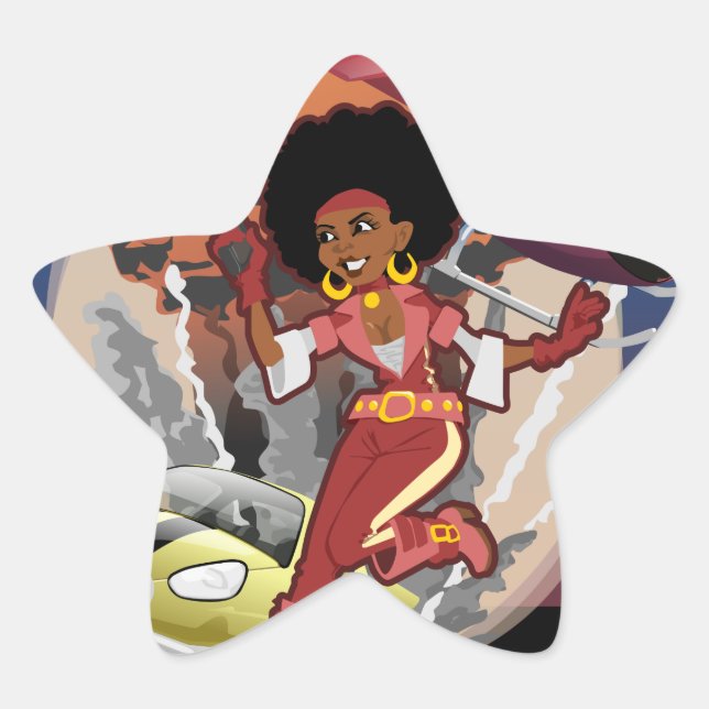 blaxploitation afro spy star sticker (Front)