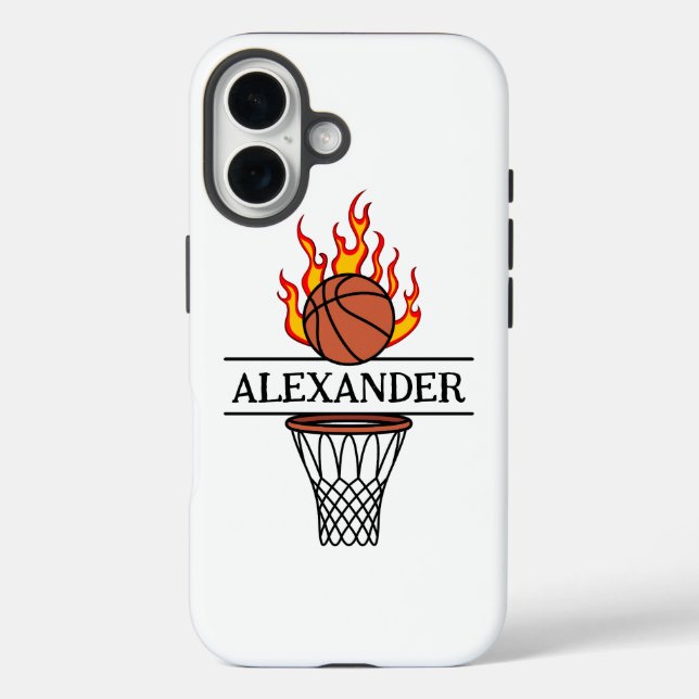 Blaze On! Personalized Fire Basketball Kids Apron Case-Mate iPhone Case (Back)