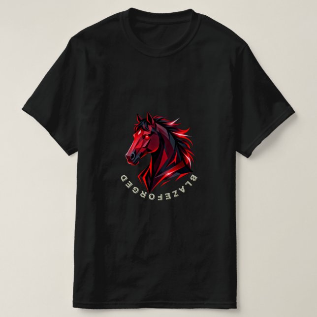 Blazeforge | Red Geometric Horse T-Shirt (Design Front)
