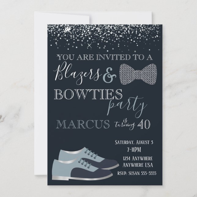 Blazers & bowties Party Mens 40, 50 birthday Invitation (Front)